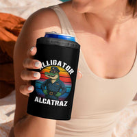 Alligator Alcatraz Florida 4 in 1 Can Cooler Tumbler Funny Gator Cop Political Humor Retro Sunset - Wonder Print Shop