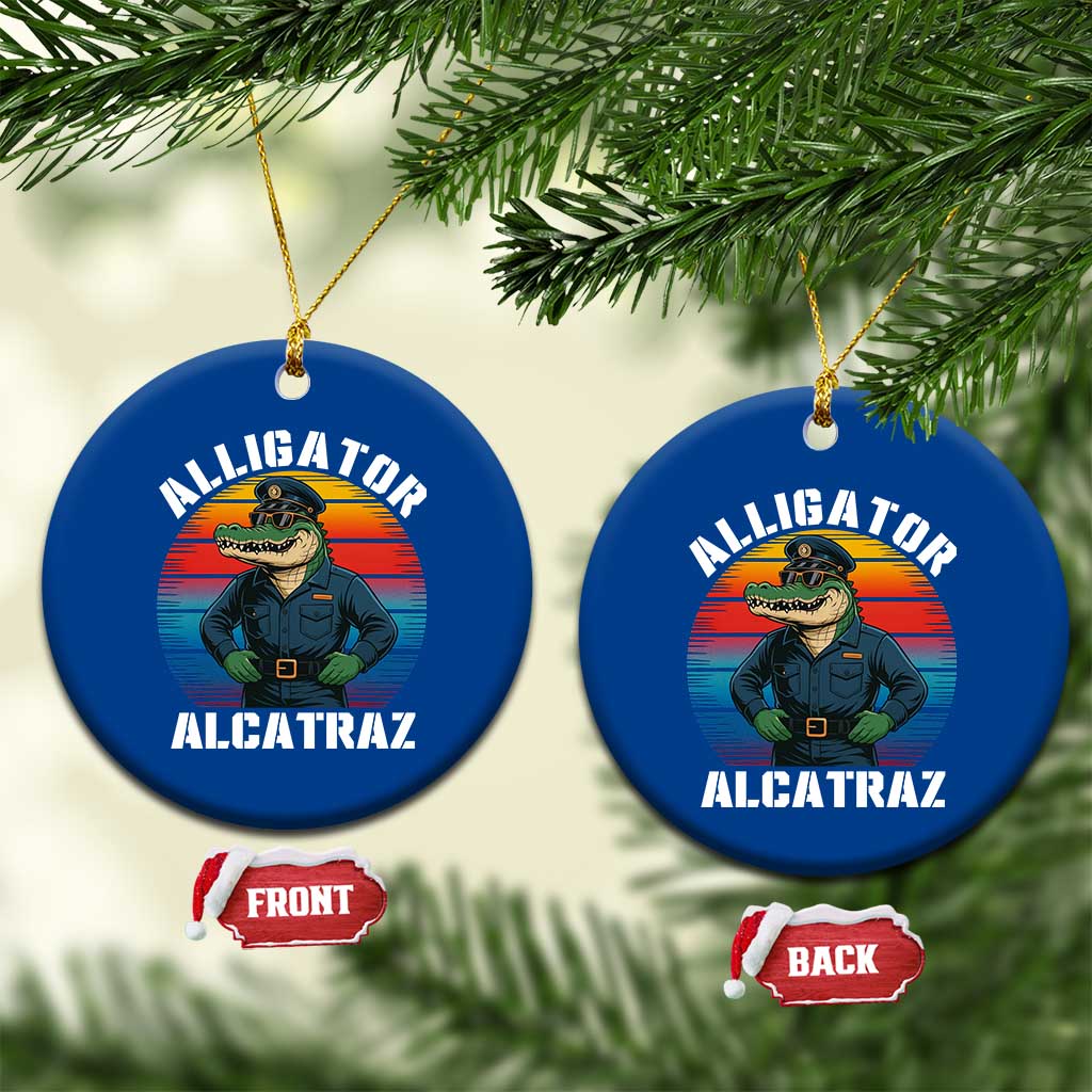 Alligator Alcatraz Florida Ceramic Ornament Funny Gator Cop Political Humor Retro Sunset - Wonder Print Shop