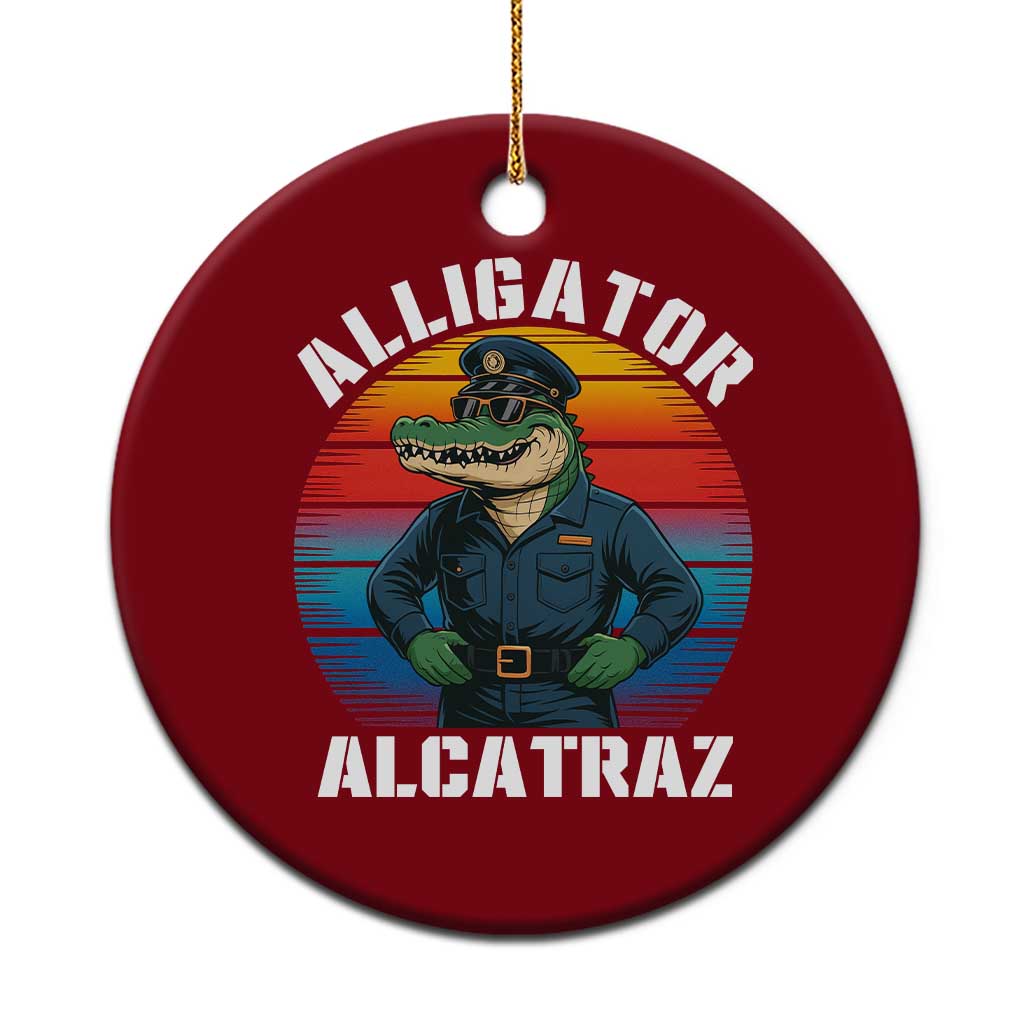 Alligator Alcatraz Florida Ceramic Ornament Funny Gator Cop Political Humor Retro Sunset - Wonder Print Shop