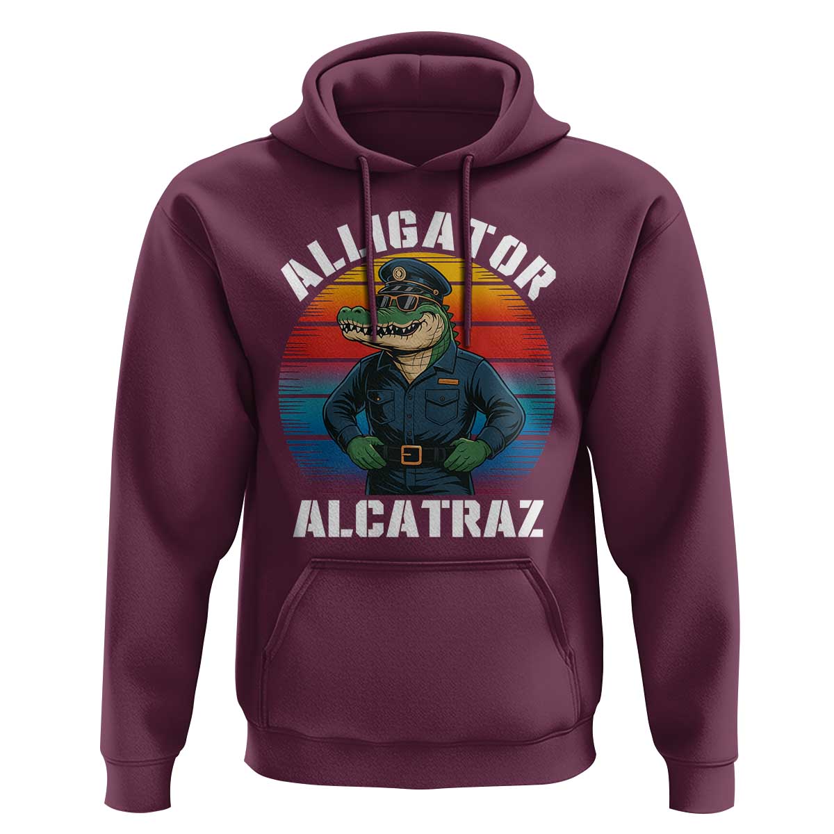 Alligator Alcatraz Florida Hoodie Funny Gator Cop Political Humor Retro Sunset - Wonder Print Shop