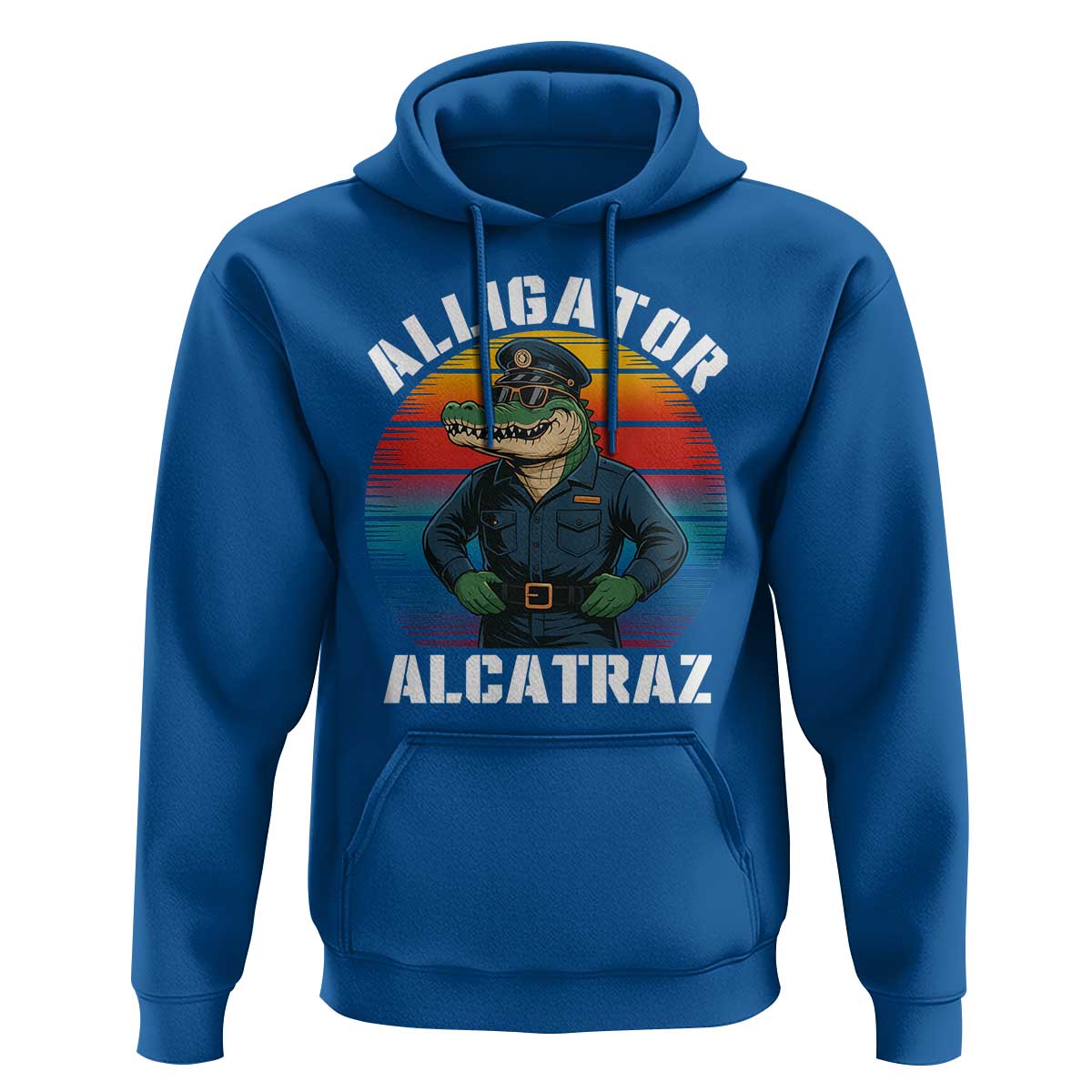 Alligator Alcatraz Florida Hoodie Funny Gator Cop Political Humor Retro Sunset - Wonder Print Shop