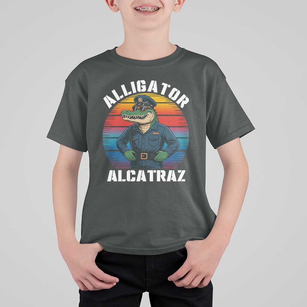 Alligator Alcatraz Florida T Shirt For Kid Funny Gator Cop Political Humor Retro Sunset - Wonder Print Shop