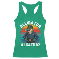 Alligator Alcatraz Florida Racerback Tank Top Funny Gator Cop Political Humor Retro Sunset - Wonder Print Shop