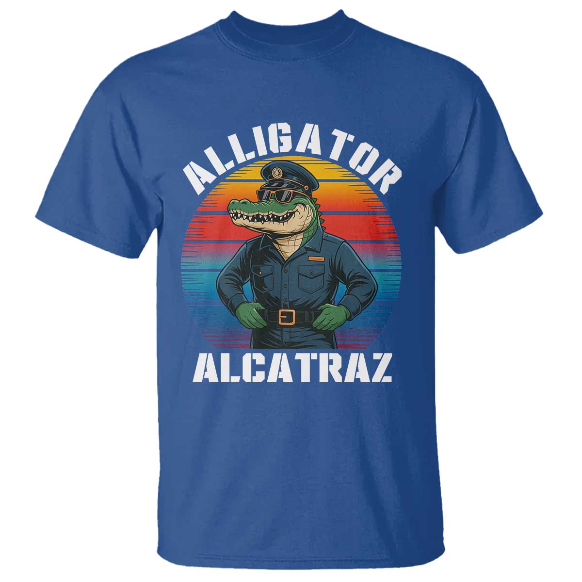 Alligator Alcatraz Florida T Shirt Funny Gator Cop Political Humor Retro Sunset - Wonder Print Shop