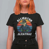 Alligator Alcatraz Florida T Shirt For Women Funny Gator Cop Political Humor Retro Sunset - Wonder Print Shop