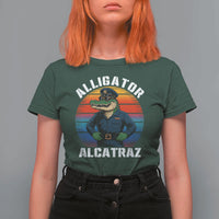 Alligator Alcatraz Florida T Shirt For Women Funny Gator Cop Political Humor Retro Sunset - Wonder Print Shop
