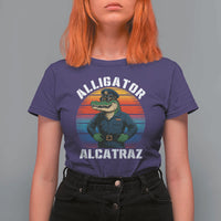 Alligator Alcatraz Florida T Shirt For Women Funny Gator Cop Political Humor Retro Sunset - Wonder Print Shop