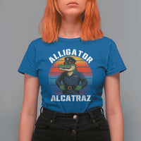 Alligator Alcatraz Florida T Shirt For Women Funny Gator Cop Political Humor Retro Sunset - Wonder Print Shop