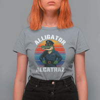 Alligator Alcatraz Florida T Shirt For Women Funny Gator Cop Political Humor Retro Sunset - Wonder Print Shop
