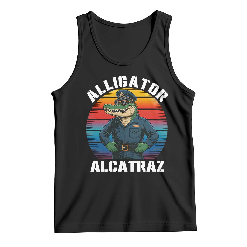 Alligator Alcatraz Florida Tank Top Funny Gator Cop Political Humor Retro Sunset - Wonder Print Shop
