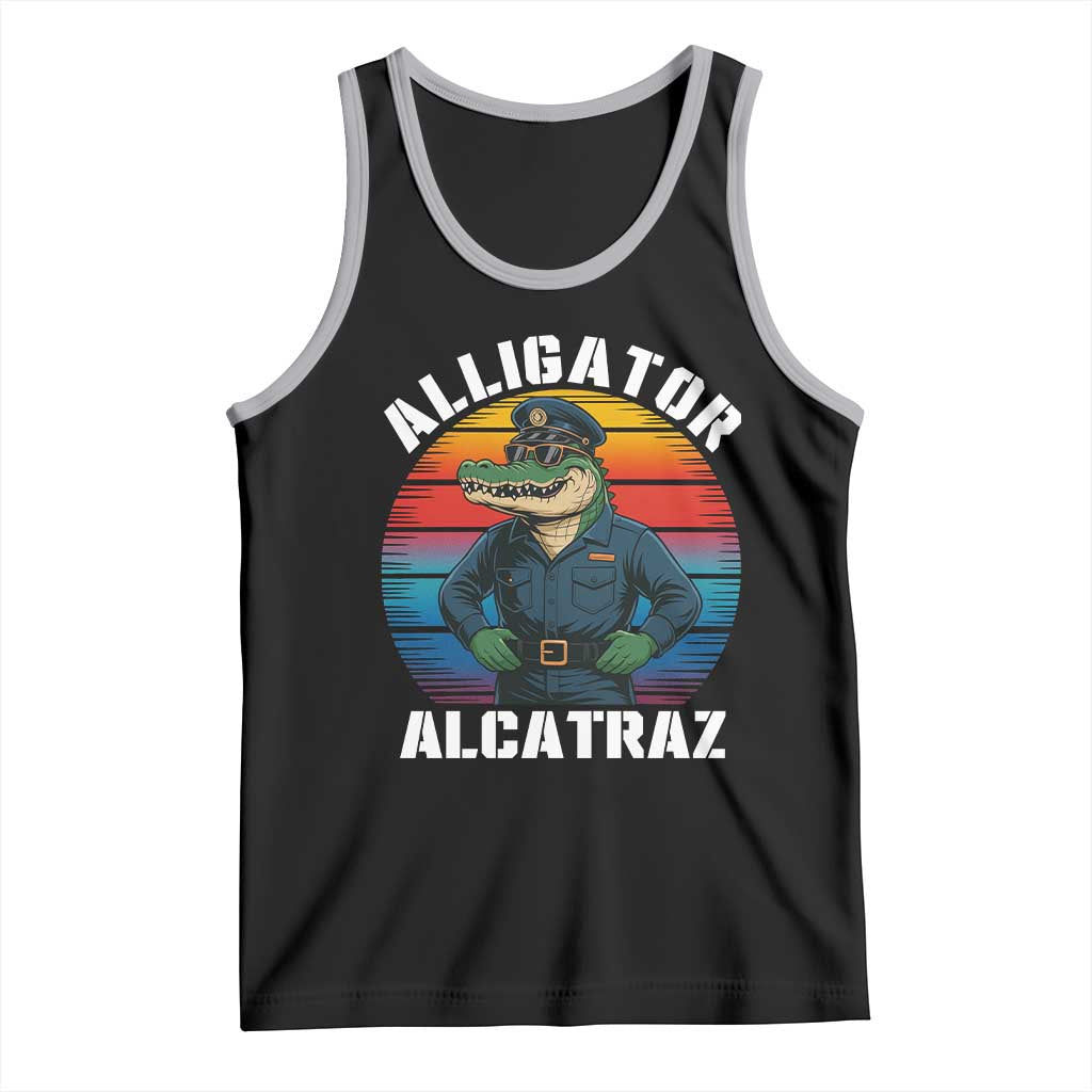 Alligator Alcatraz Florida Tank Top Funny Gator Cop Political Humor Retro Sunset - Wonder Print Shop
