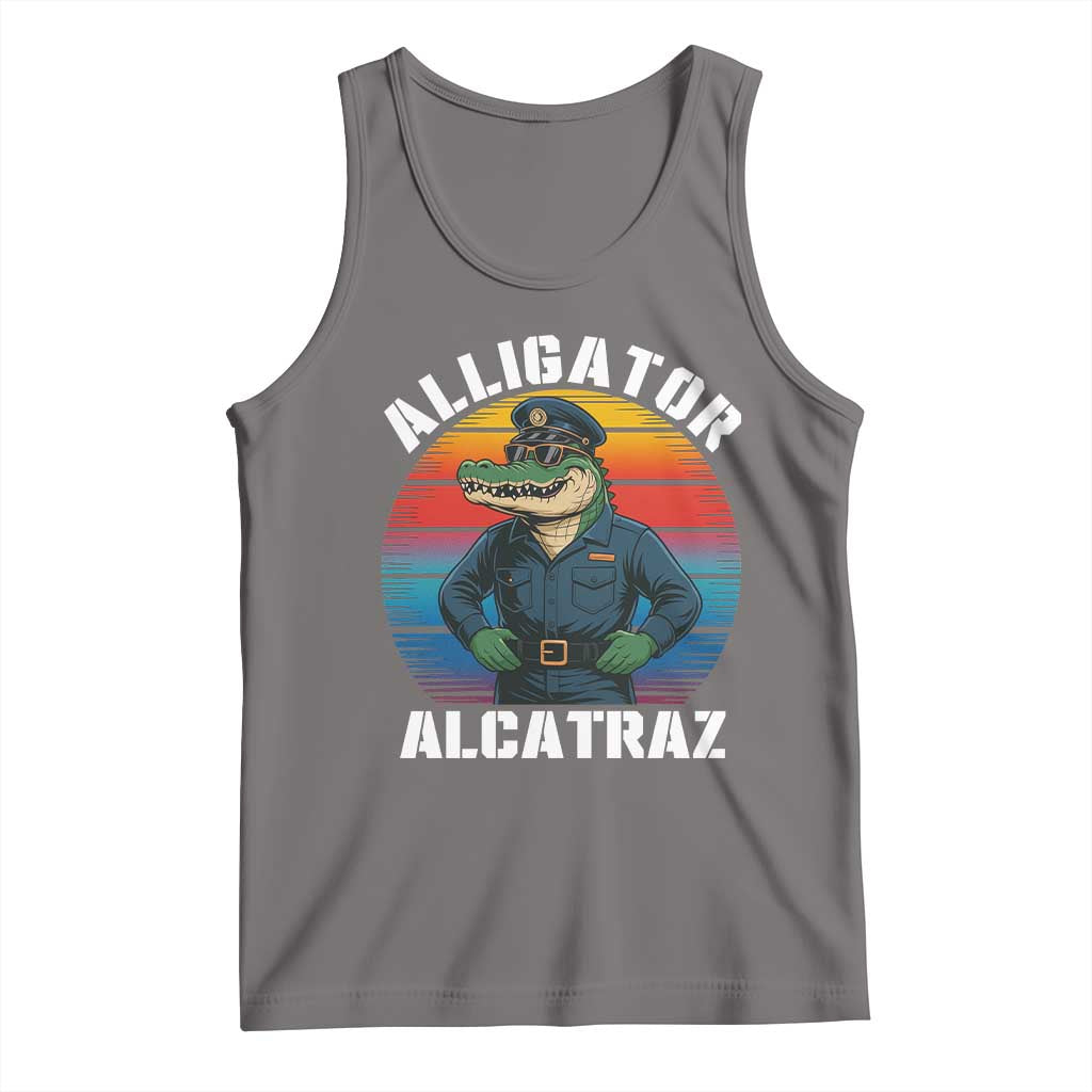 Alligator Alcatraz Florida Tank Top Funny Gator Cop Political Humor Retro Sunset - Wonder Print Shop