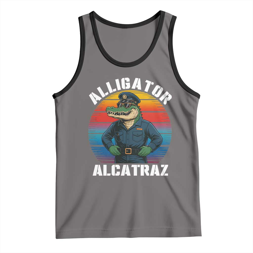 Alligator Alcatraz Florida Tank Top Funny Gator Cop Political Humor Retro Sunset - Wonder Print Shop