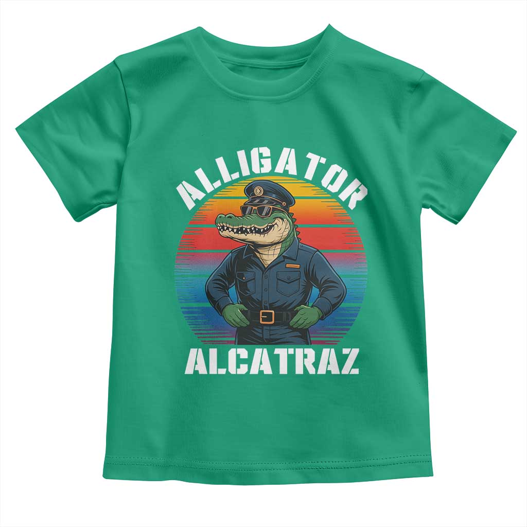 Alligator Alcatraz Florida Toddler T Shirt Funny Gator Cop Political Humor Retro Sunset - Wonder Print Shop