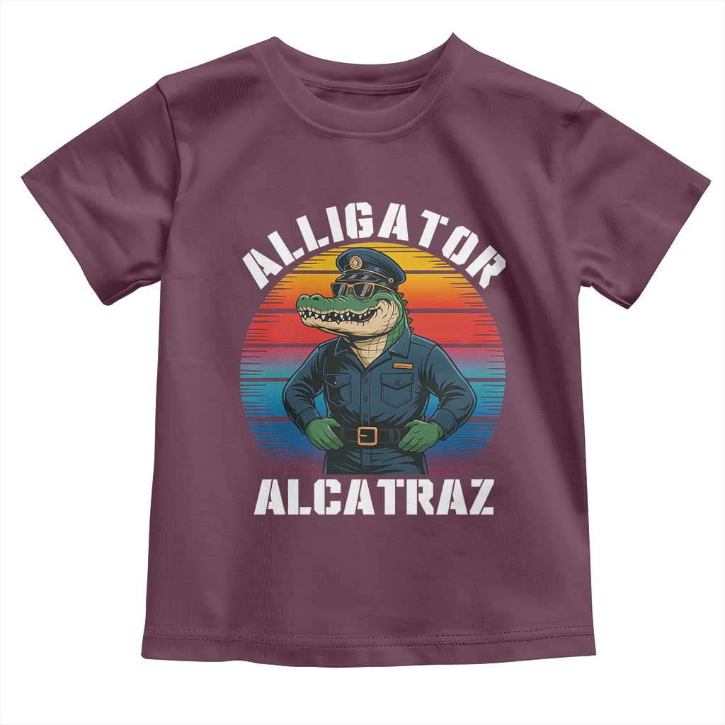 Alligator Alcatraz Florida Toddler T Shirt Funny Gator Cop Political Humor Retro Sunset - Wonder Print Shop