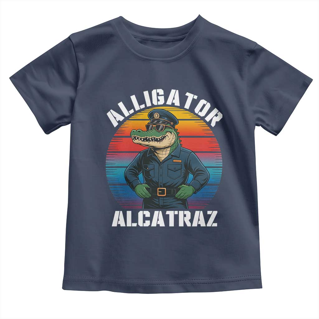 Alligator Alcatraz Florida Toddler T Shirt Funny Gator Cop Political Humor Retro Sunset - Wonder Print Shop