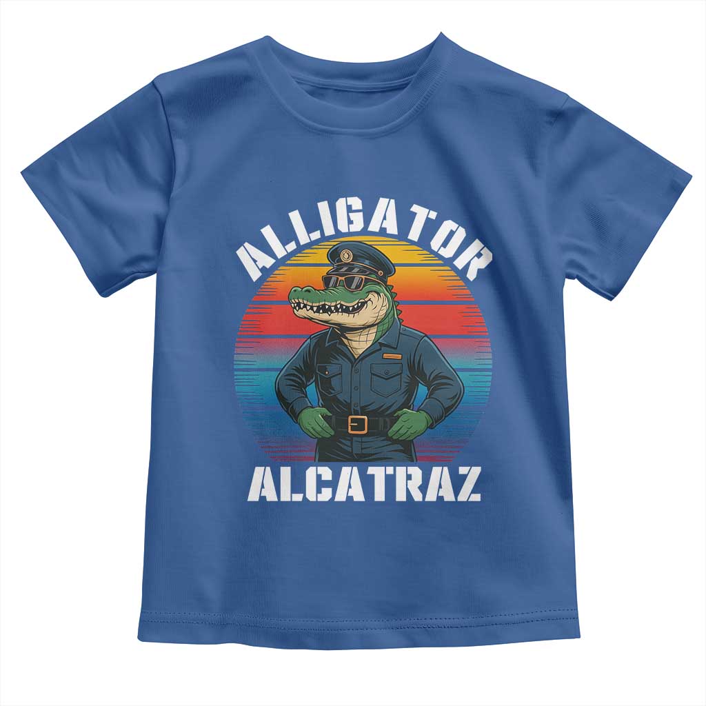 Alligator Alcatraz Florida Toddler T Shirt Funny Gator Cop Political Humor Retro Sunset - Wonder Print Shop