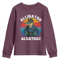 Alligator Alcatraz Florida Youth Sweatshirt Funny Gator Cop Political Humor Retro Sunset - Wonder Print Shop