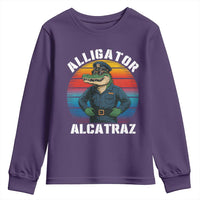Alligator Alcatraz Florida Youth Sweatshirt Funny Gator Cop Political Humor Retro Sunset - Wonder Print Shop