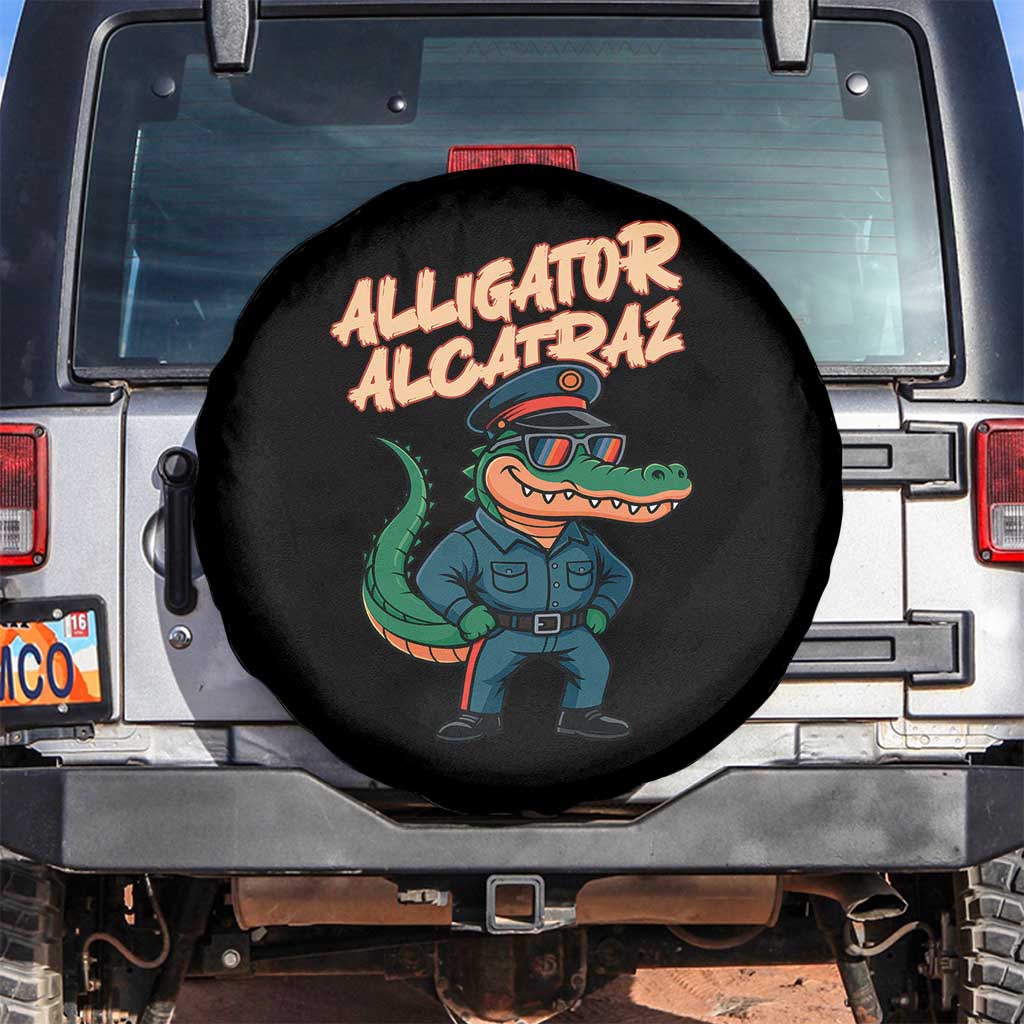 Alligator Alcatraz Political Spare Tire Cover Funny Florida Gator Cop with Attitude - Wonder Print Shop