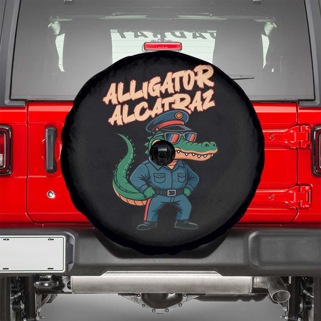 Alligator Alcatraz Political Spare Tire Cover Funny Florida Gator Cop with Attitude - Wonder Print Shop
