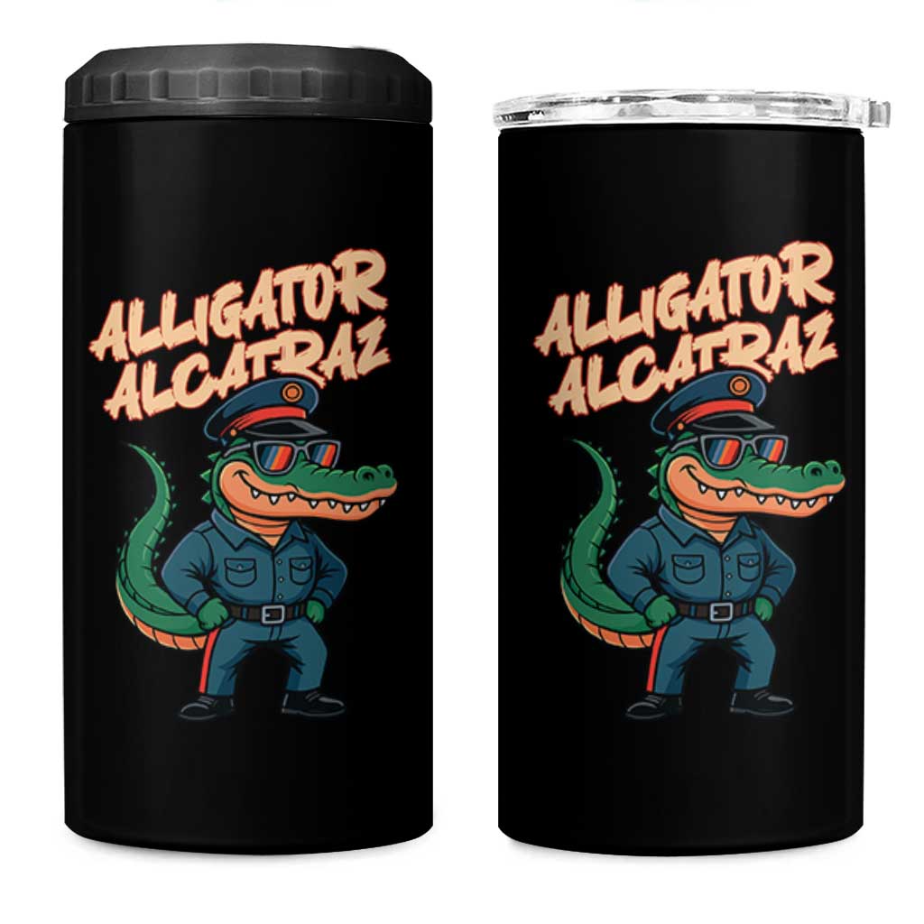 Alligator Alcatraz Political 4 in 1 Can Cooler Tumbler Funny Florida Gator Cop with Attitude - Wonder Print Shop