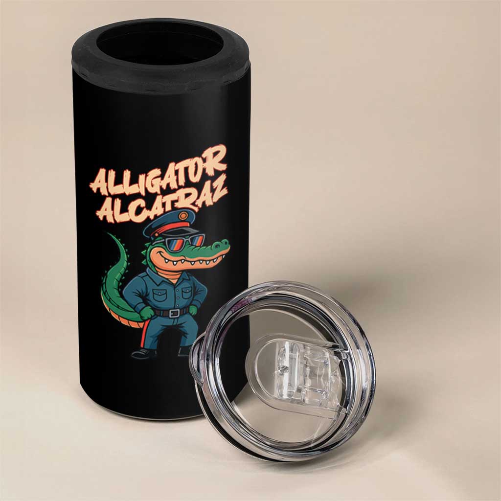 Alligator Alcatraz Political 4 in 1 Can Cooler Tumbler Funny Florida Gator Cop with Attitude - Wonder Print Shop
