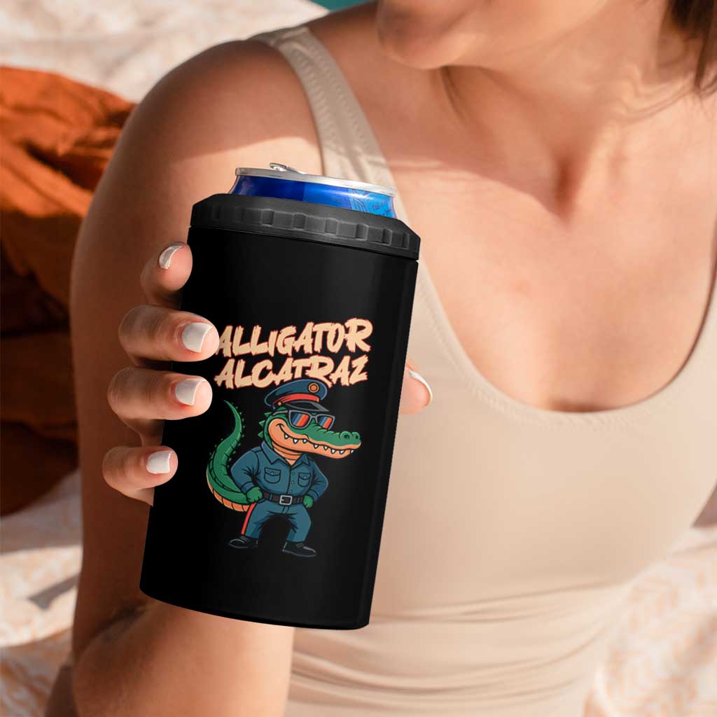 Alligator Alcatraz Political 4 in 1 Can Cooler Tumbler Funny Florida Gator Cop with Attitude - Wonder Print Shop