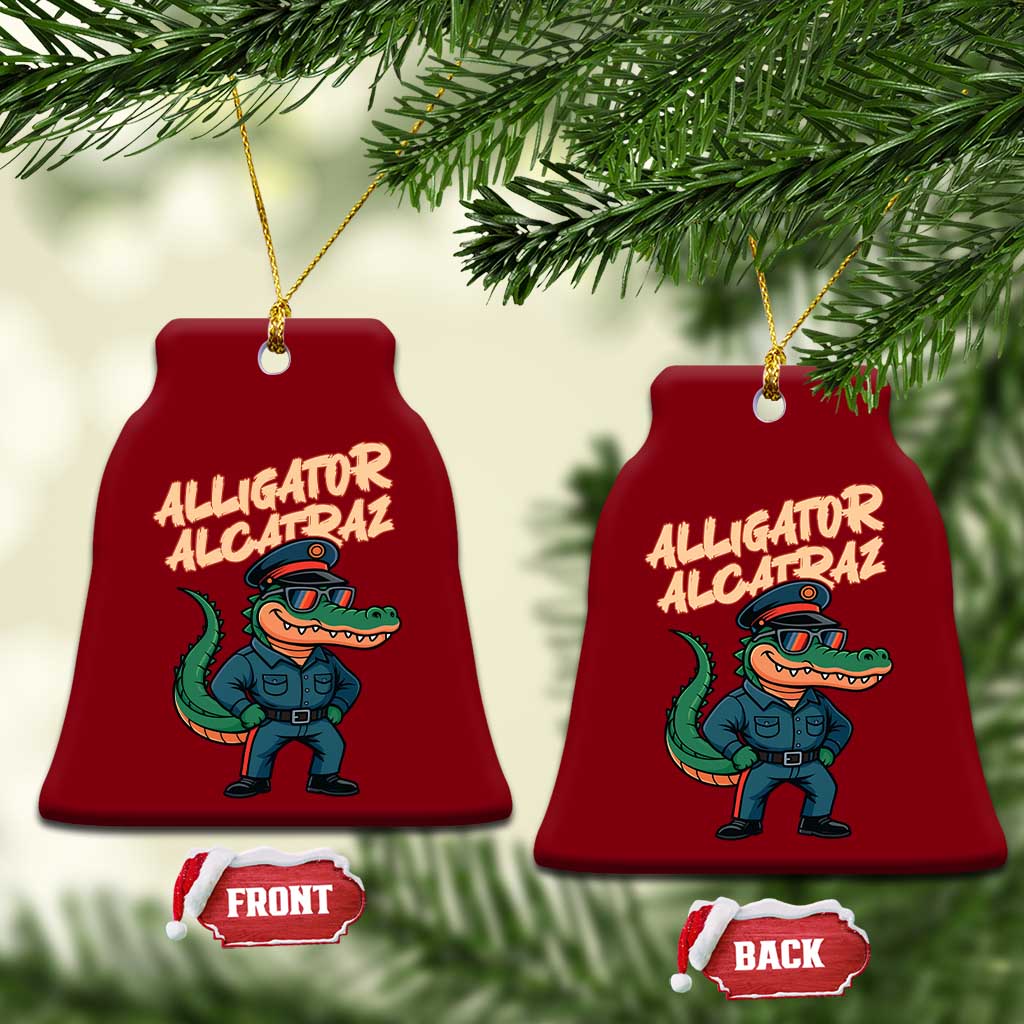 Alligator Alcatraz Political Ceramic Ornament Funny Florida Gator Cop with Attitude - Wonder Print Shop