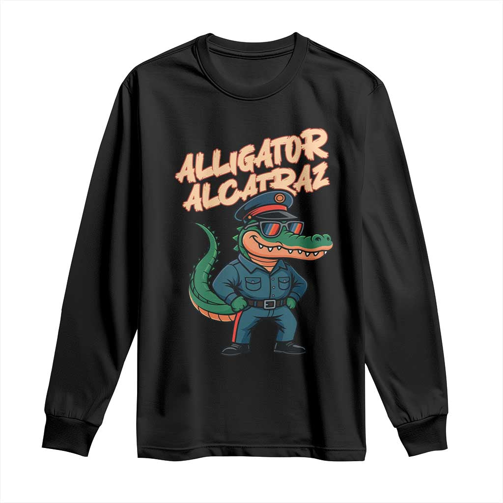 Alligator Alcatraz Political Long Sleeve Shirt Funny Florida Gator Cop with Attitude - Wonder Print Shop