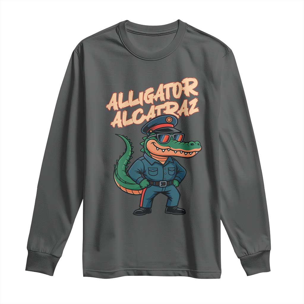Alligator Alcatraz Political Long Sleeve Shirt Funny Florida Gator Cop with Attitude - Wonder Print Shop
