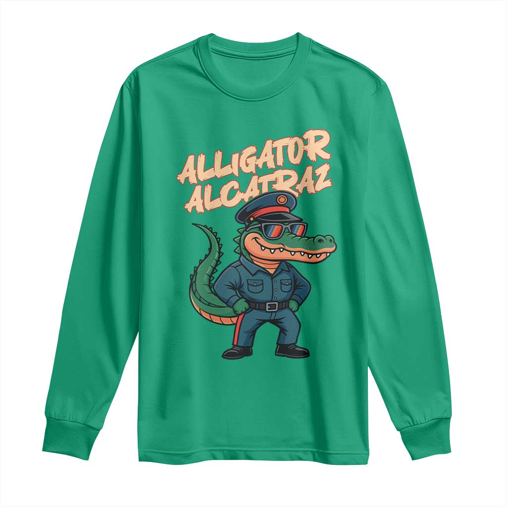 Alligator Alcatraz Political Long Sleeve Shirt Funny Florida Gator Cop with Attitude - Wonder Print Shop