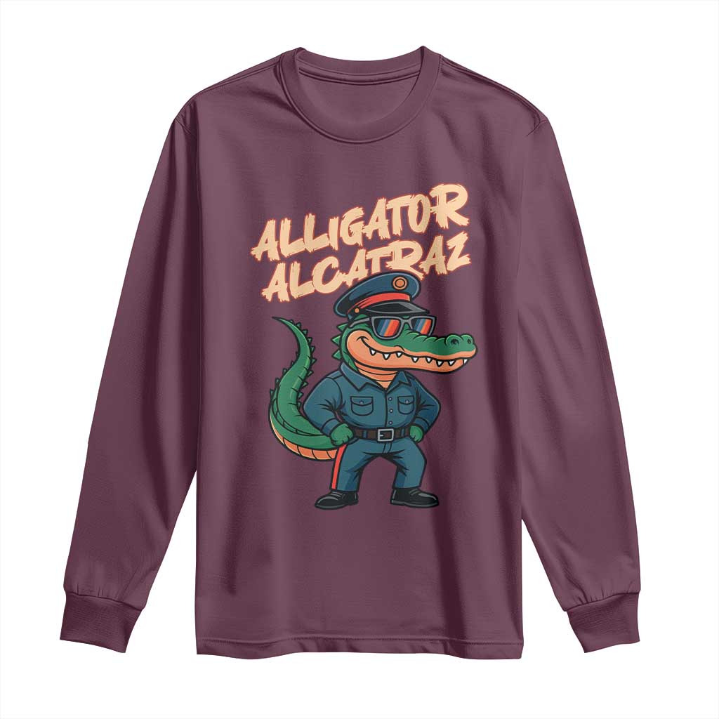 Alligator Alcatraz Political Long Sleeve Shirt Funny Florida Gator Cop with Attitude - Wonder Print Shop