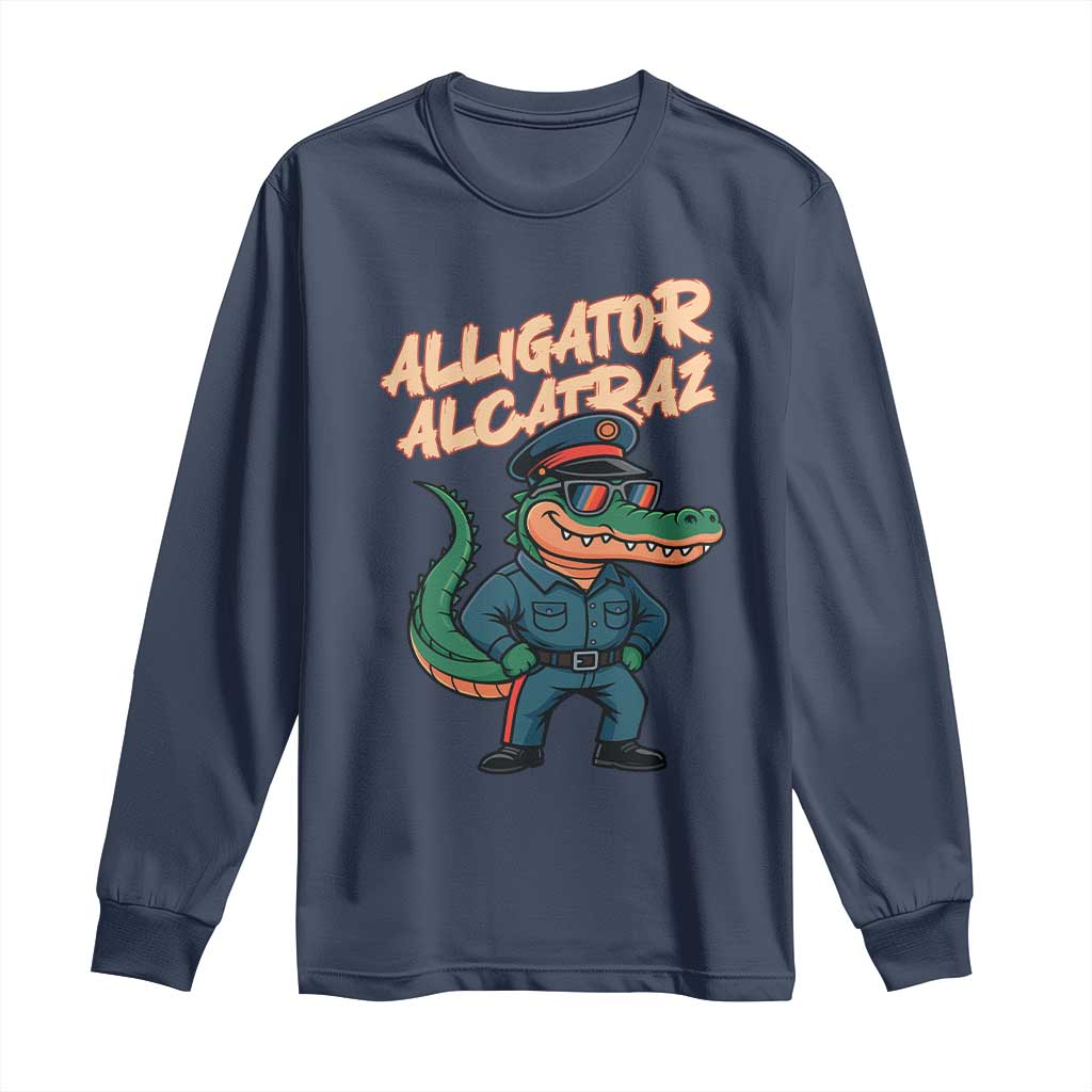 Alligator Alcatraz Political Long Sleeve Shirt Funny Florida Gator Cop with Attitude - Wonder Print Shop