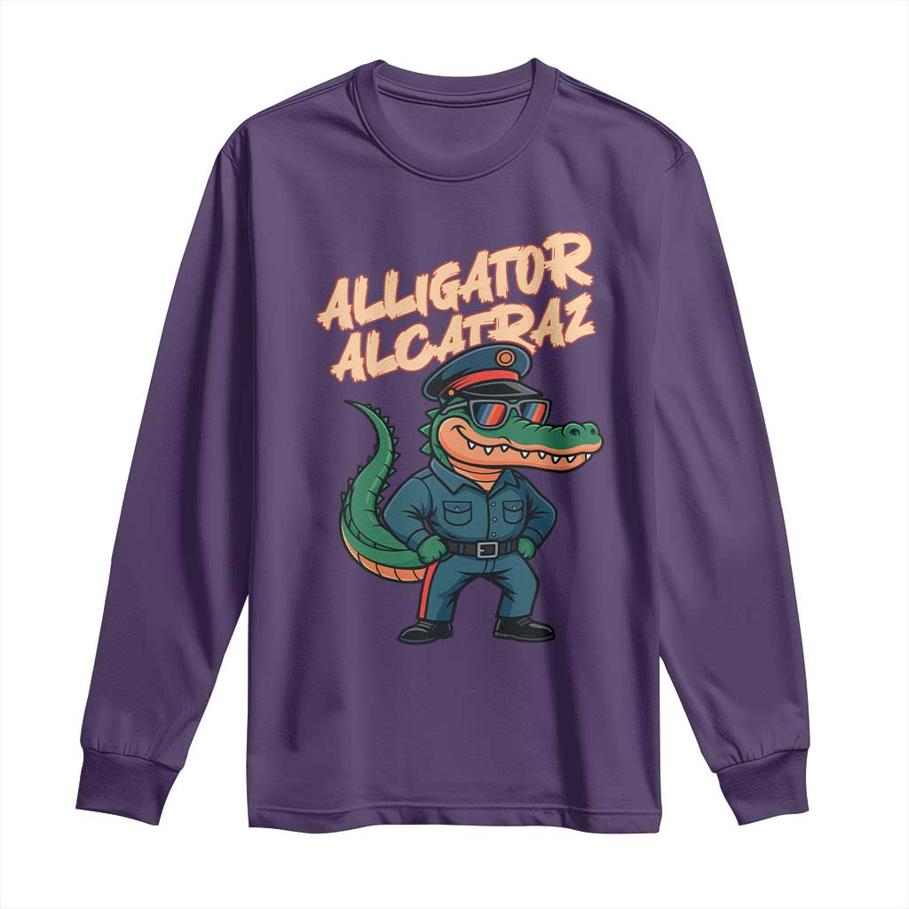 Alligator Alcatraz Political Long Sleeve Shirt Funny Florida Gator Cop with Attitude - Wonder Print Shop