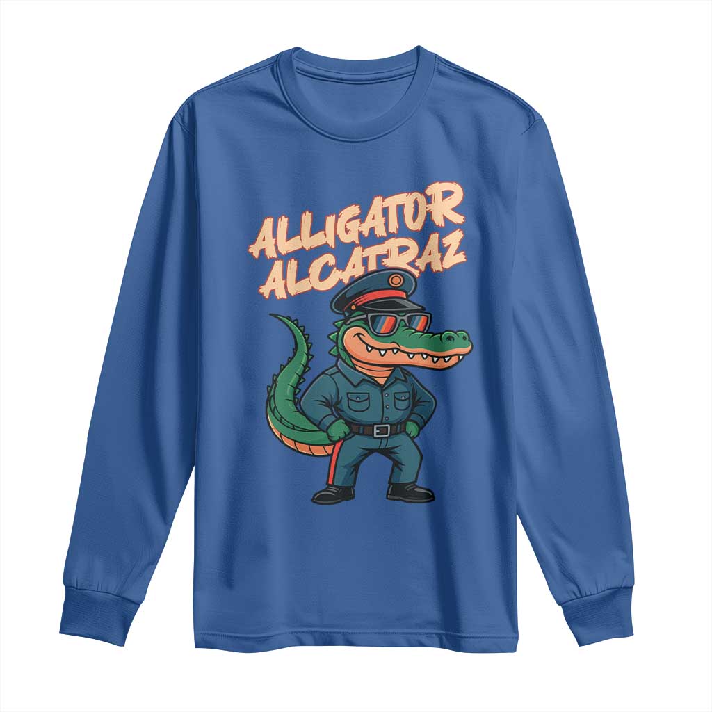 Alligator Alcatraz Political Long Sleeve Shirt Funny Florida Gator Cop with Attitude - Wonder Print Shop