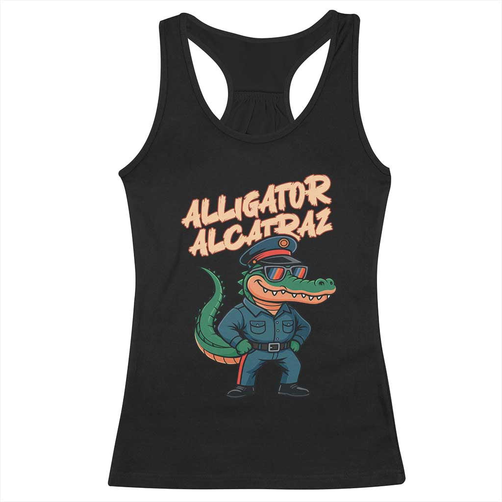 Alligator Alcatraz Political Racerback Tank Top Funny Florida Gator Cop with Attitude - Wonder Print Shop