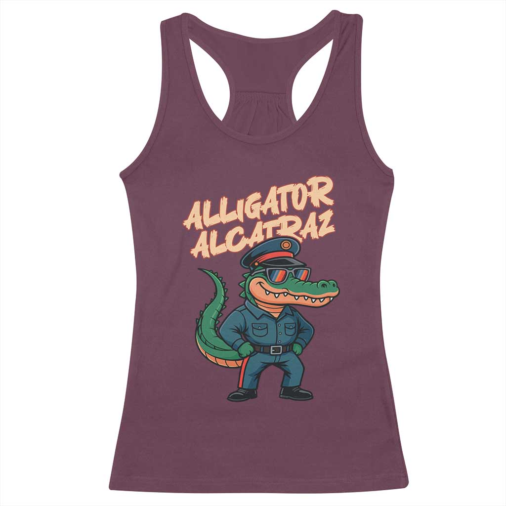 Alligator Alcatraz Political Racerback Tank Top Funny Florida Gator Cop with Attitude - Wonder Print Shop