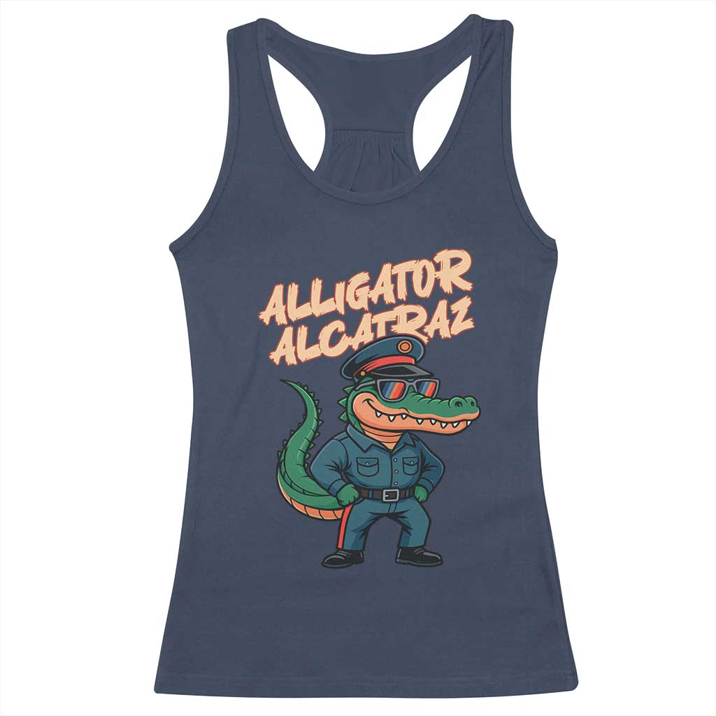 Alligator Alcatraz Political Racerback Tank Top Funny Florida Gator Cop with Attitude - Wonder Print Shop