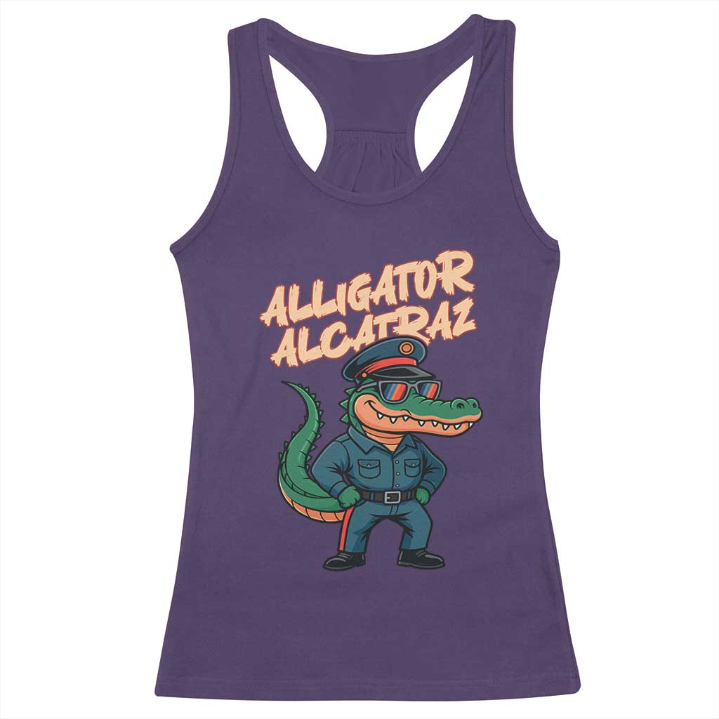Alligator Alcatraz Political Racerback Tank Top Funny Florida Gator Cop with Attitude - Wonder Print Shop