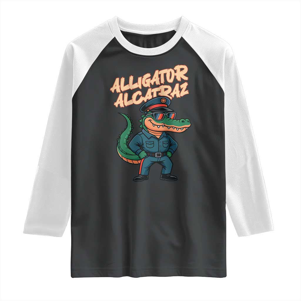 Alligator Alcatraz Political Raglan Shirt Funny Florida Gator Cop with Attitude - Wonder Print Shop