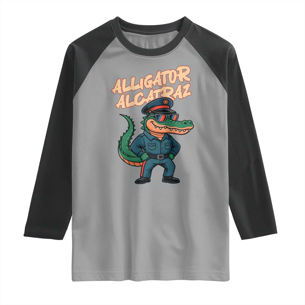 Alligator Alcatraz Political Raglan Shirt Funny Florida Gator Cop with Attitude - Wonder Print Shop