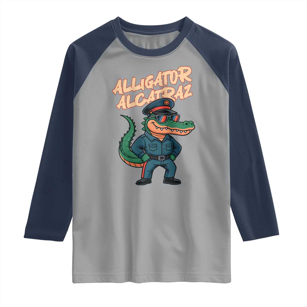 Alligator Alcatraz Political Raglan Shirt Funny Florida Gator Cop with Attitude - Wonder Print Shop