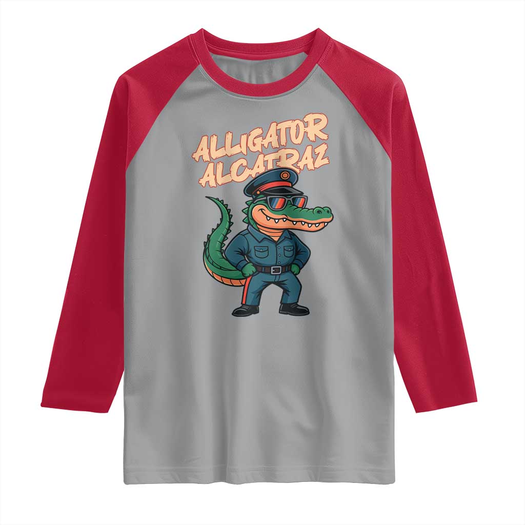 Alligator Alcatraz Political Raglan Shirt Funny Florida Gator Cop with Attitude - Wonder Print Shop