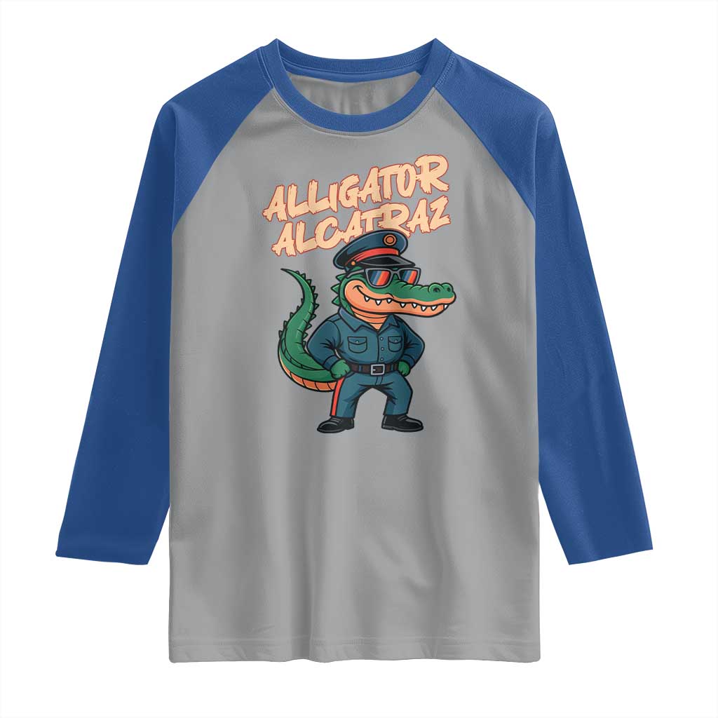Alligator Alcatraz Political Raglan Shirt Funny Florida Gator Cop with Attitude - Wonder Print Shop