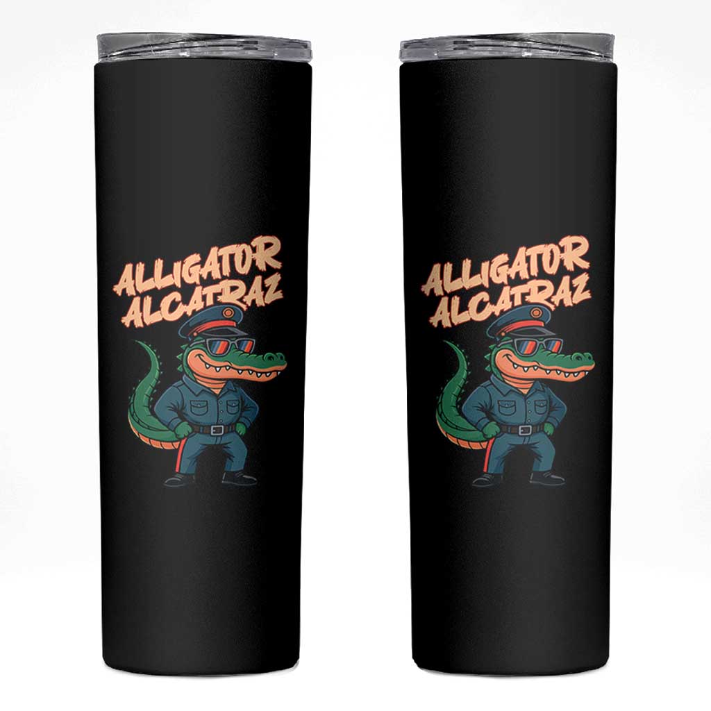 Alligator Alcatraz Political Skinny Tumbler Funny Florida Gator Cop with Attitude - Wonder Print Shop