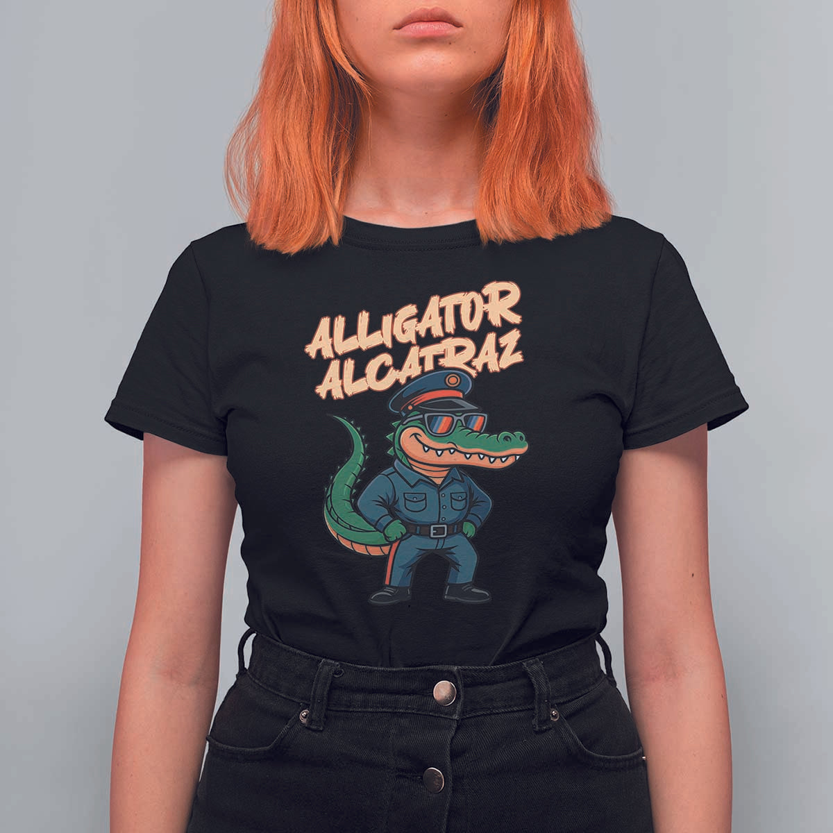 Alligator Alcatraz Political T Shirt For Women Funny Florida Gator Cop with Attitude - Wonder Print Shop