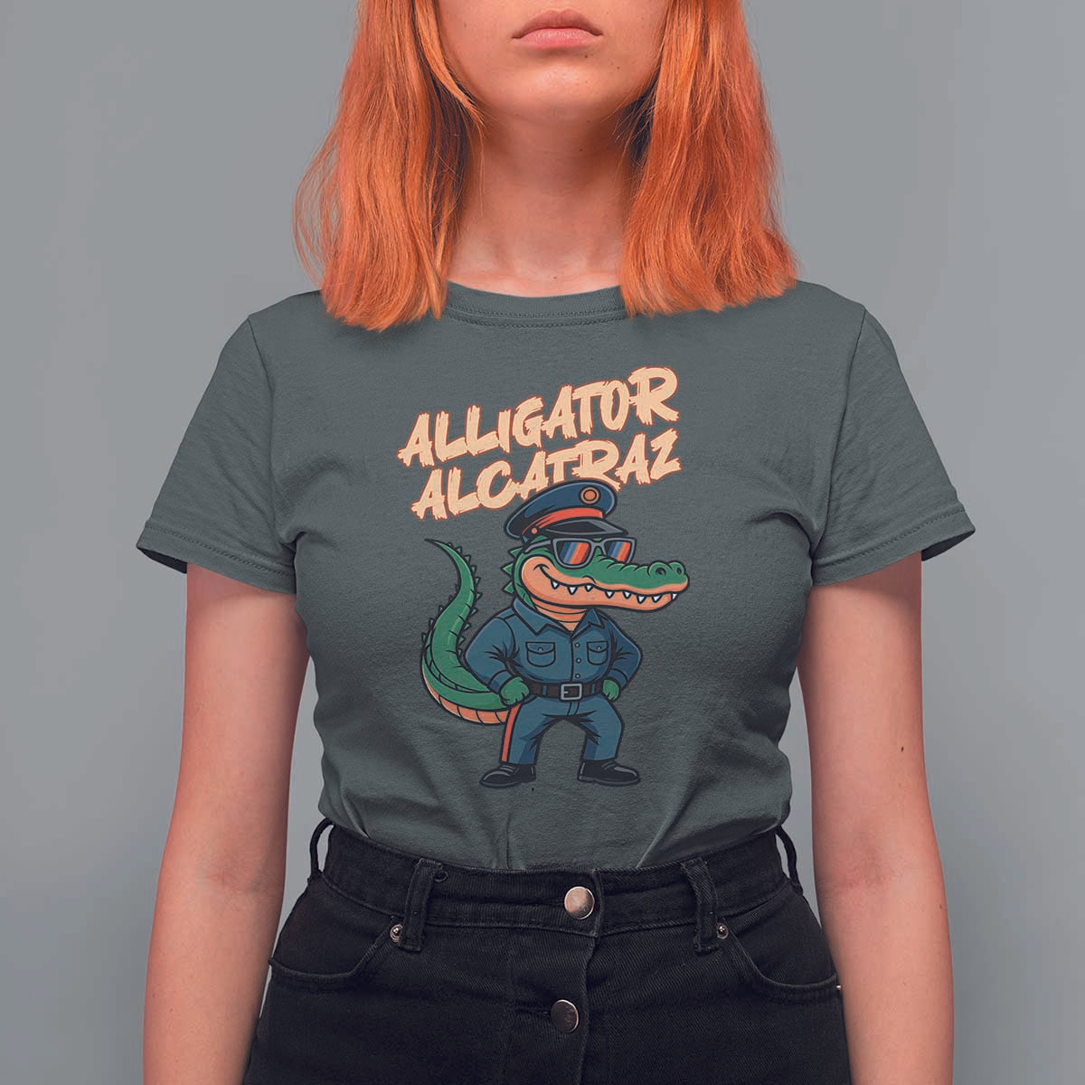 Alligator Alcatraz Political T Shirt For Women Funny Florida Gator Cop with Attitude - Wonder Print Shop