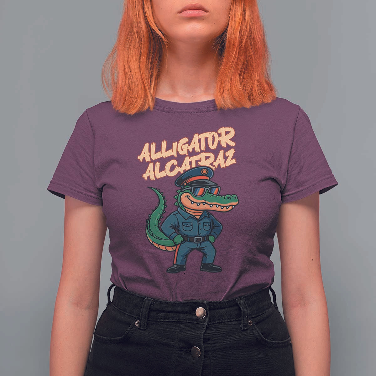 Alligator Alcatraz Political T Shirt For Women Funny Florida Gator Cop with Attitude - Wonder Print Shop