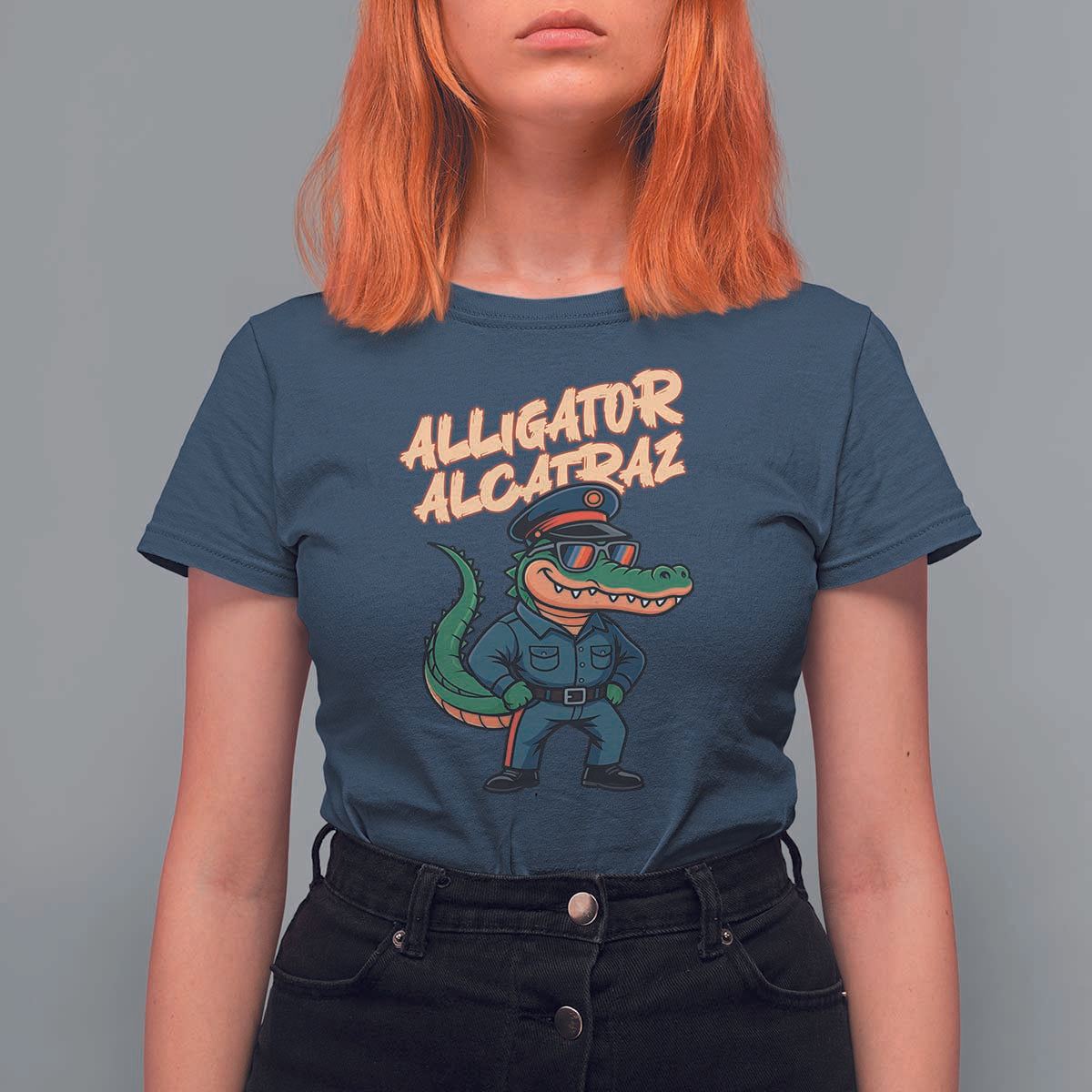 Alligator Alcatraz Political T Shirt For Women Funny Florida Gator Cop with Attitude - Wonder Print Shop